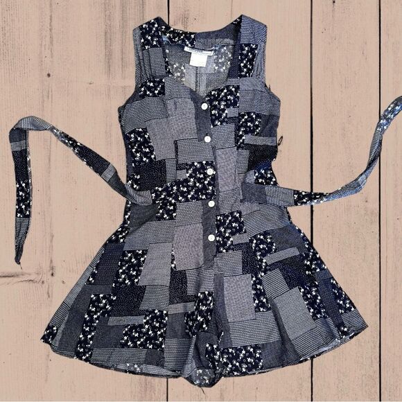 Vintage Pants - Vintage 90s patchwork print romper Americana